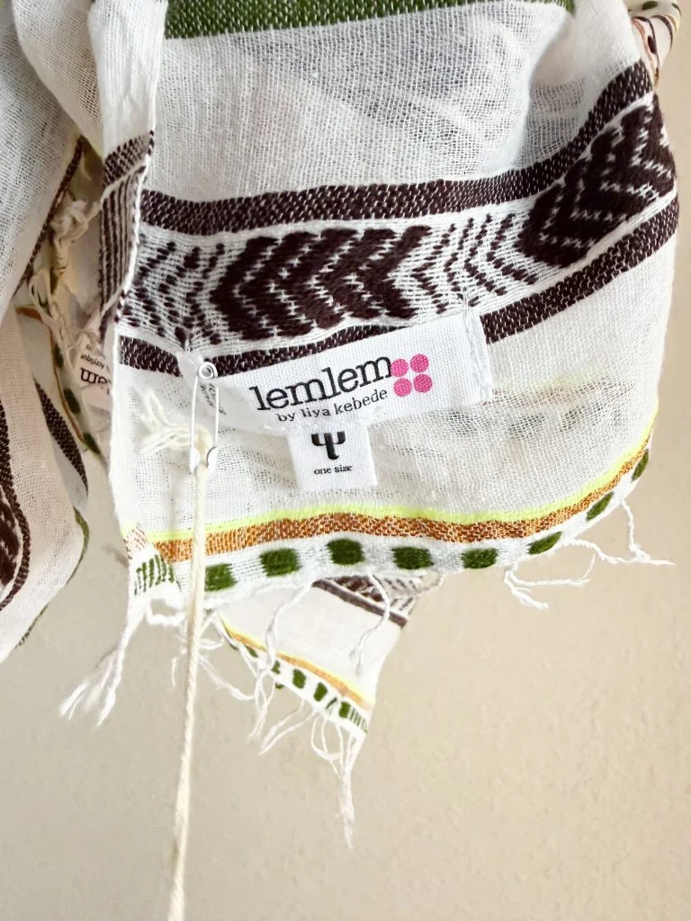 Lemlem One and Only Stripe Green Printed Scarf